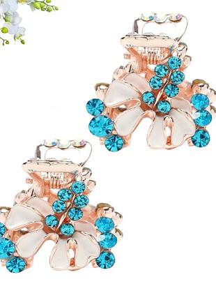 Набір 2 шт краб для волосся металевий золотистий white flower fashion 2.2 см