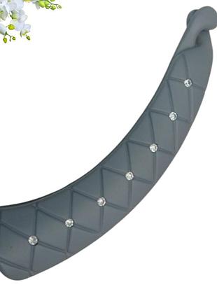 Шпилька банан для волосся ромб з кристалами fashion 12 см сірий