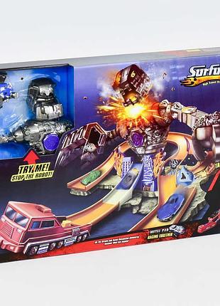 Детский игрушечный набор гоночный автотрек 9988-2 (12) "битва с роботом" в коробке