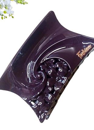 Краб для волосся прямокутник фіолетовий venzel fashion лаковий fashion 6.5 см