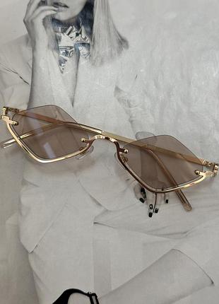 Уцінка жіночі півоправні окуляри ромб світло-бежевий (05133-0)