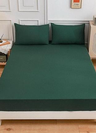 Простирадло на резинці 100х200х25см поплін люкс смарагд moonlight