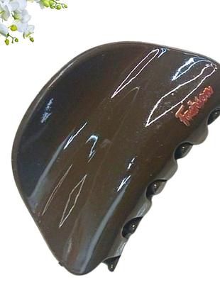 Краб для волосся коричневий лаковий fashion 6 см