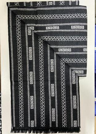 Мужской шарф двухсторонний кашемировый 180*31 чёрный