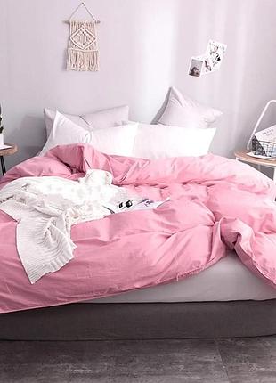 Постельное белье на резинке евро-полуторный поплин люкс микс арктика+пунш moonlight