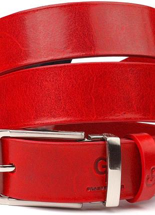 Качественный женский ремень из натуральной кожи grande pelle 21456 красный