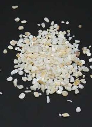 Білий, подрібнений, полірований камінь для декору картин, сувенірів, подарунків, ваз та інтер'єрів, від 100 г / білий,