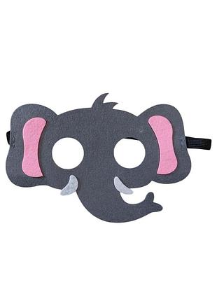 Детская маска из фетра слон one size серо-розовый