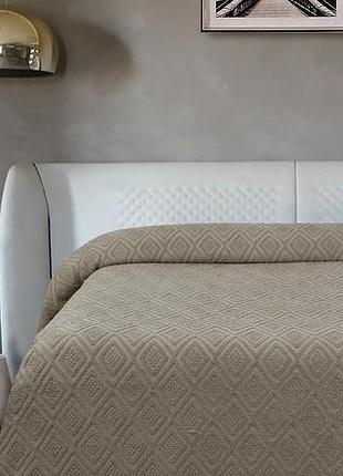 Простирадло махрове 200х220 geo lotus темно-бежевий