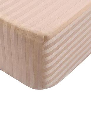 Простынь на резинке 160х200х34см страйп сатин персик комфорт текстиль