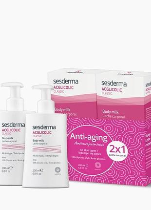 Sesderma увлажняющее молочко для тела acglicolic body milk 2шт*200 мл