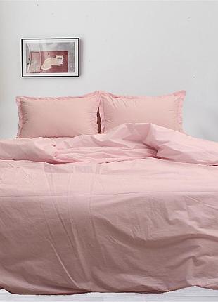 Турецька постільна білизна двоспальна однотонний комплект 180x220 см. на блискавці r-t9107 світло рожевий
