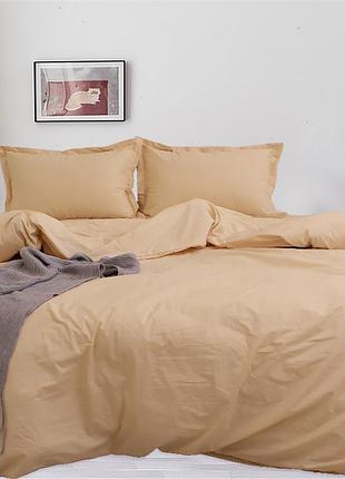 Турецкое постельное белье однотонное из ранфорса полуторное на молнии r-t9101 бежевый