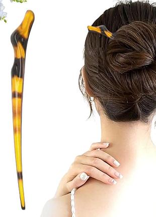 Набір 2 шт шпилька для волосся паличка бурштинова пластикова fashion 14,8 см