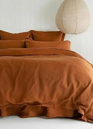 Постельное белье табак ранфорс meriset - семейный на резинке сімейний