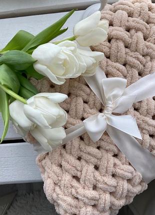 Плед для новонароджених коцик плюш пледик вʼязаний плед алізе пуффі