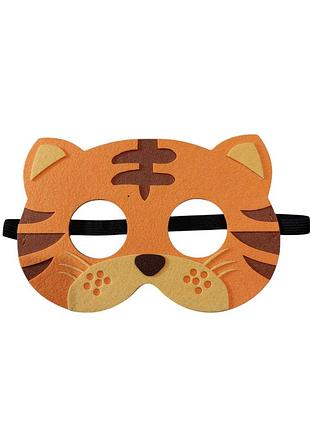 Детская маска из фетра тигр one size разноцветный