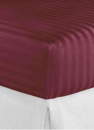 Простынь на резинке 200х200х34см страйп сатин бордо комфорт текстиль