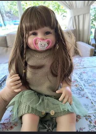 Лялька reborn дівчинка 55 см | 3d силіконова кукла-немовля