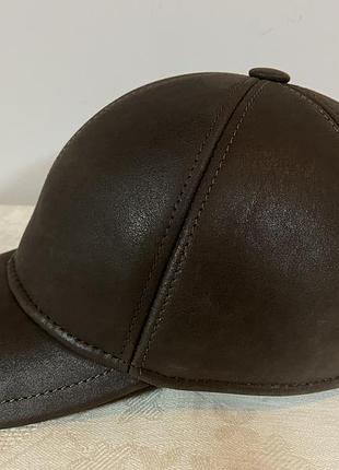 Бейсболка чёрная из натуральной кожи 56-58 шоколад 59-60