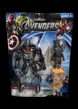 Набор фигурок мстители (веном, грут, чёрная пантера) aurora