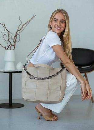 Сумка-шопер женская стеганая трендовая из эко-кожи на цепочке,женская стеганая сумка на цепочке дэйна