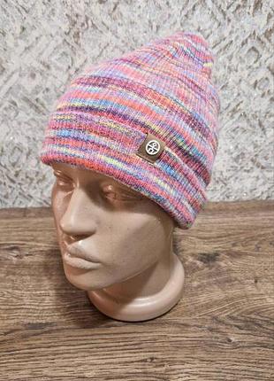 Шапка різнобарвна жіноча утеплена 54-56