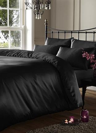 Постельное белье black сатин однотонный двуспальный евро