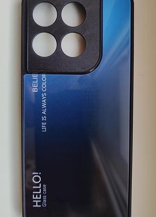 Чехол градиент стеклянный для motorola edge 60 pro синий