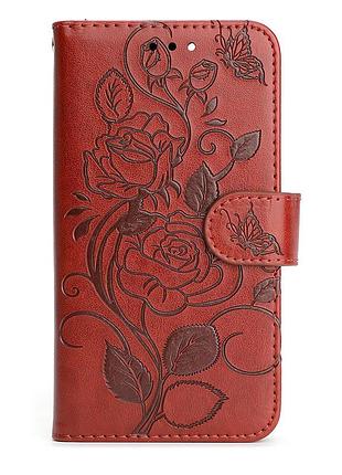 Чехол-книжка "роза" для samsung galaxy a72 (sm-a725fzkd) коричневый
