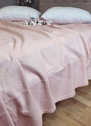 Простирадло-покривало піке 160х220см тм комфорт текстиль вафелька рожевий