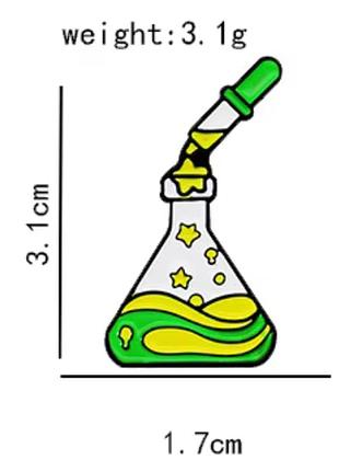 Брошь брошка пин значок лаборатория формула химия химик медик зеленая пробирка колба наука