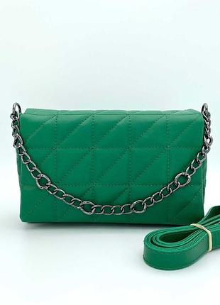 Женская стеганая сумка через плечо клатч кросс-боди из эко кожи донна зеленый