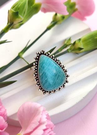 Кільце амазоніт крапля. перстень з амазоніту. розмір 18. індія.