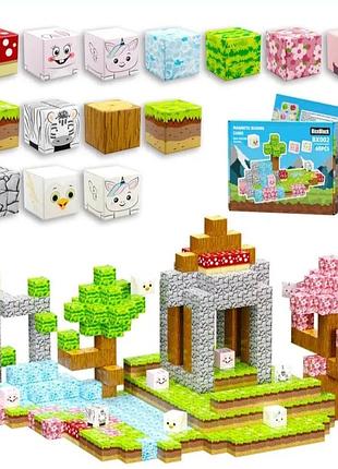 Магнітний конструктор minecraft 60 деталей | кубики на магнітах, піксельні блоки майнкрафт |