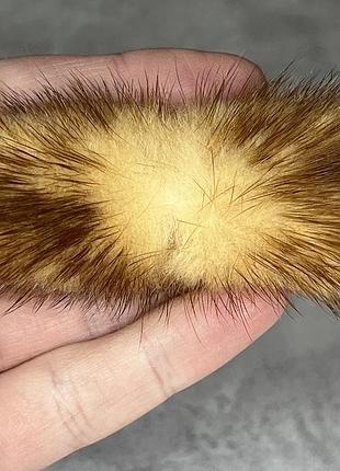 Хутро-бантик, розмір 3*7 см, колір- коричневий, арт 018199, 1 шт, коричневий