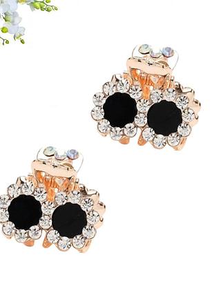 Набір 2 шт краб для волосся металевий золотистий fashion 1.8 см