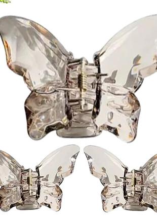 Набір 3 шт краб для волосся метелик прозоро-коричневий fashion jewelry