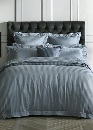 Постельное белье true grey elite сатин страйп meriset - семейный на резинке полуторный
