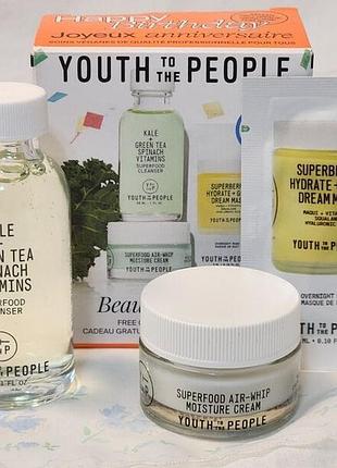 Дорожный мини-набор youth to the people очищающее средство 30 мл и крем для лица 15 мл оригинал