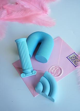 Набор гипсовых фигурок фотореквизиты, гипсовое кашпо для предметной съемки 3шт голубой