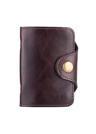 Эргономический картхолдер с натуральной глянцевой кожи коричневого цвета
