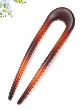 Французька шпилька для волосся коричнева пластикова подвійна fashion 11,7 см