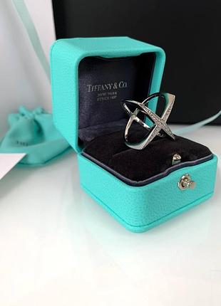 Кольцо тиффани крестик, серебро 925, цирконий / роскошная подарочная упаковка