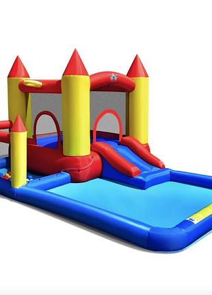Надувной водный центр costway happyland с горкой 400см с вентилятором