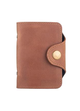 Удобная визитница с натуральной матовой кожи темно рыжого цвета