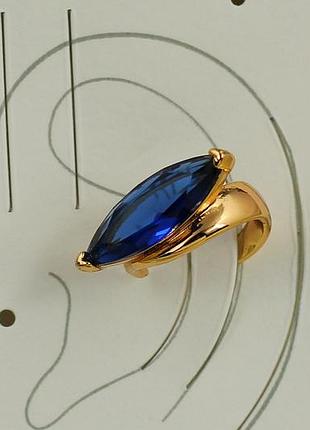 Серьги каффы xuping jewelry синий маркиз на ушной хрящ 1,7 см золотистые