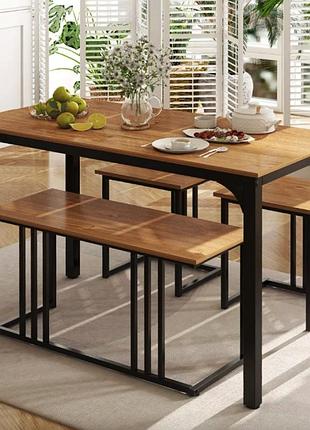 Комплект costway decima обідній стіл зі стільцями в стилі loft натуральний