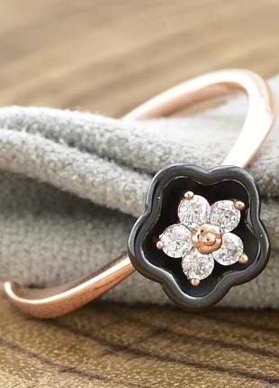 Кольцо xuping керамический цветочек 12777, 18 размер (ширина 10мм), позолота ро