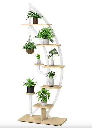 Стеллаж для цветов costway ruta в форме полумесяца белый